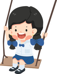 Girl student Smiling fun on swing - 762318807