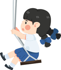 Girl student having fun on swing - 762318833