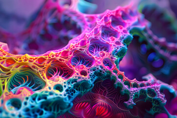 Fraktale Geometrie in Neonfarben: Kreative Illustration abstrakter Muster