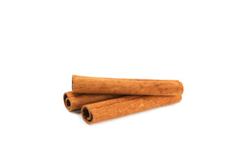Cinnamon sticks isolated on white background. Cinnamon roll. Spicy spice for baking, desserts and drinks. Fragrant ground cinnamon.