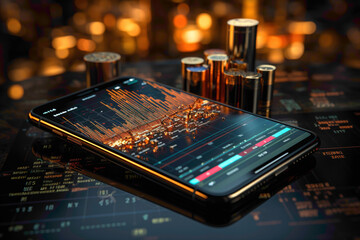 A detailed close-up of a smartphone screen displaying a stock market app, capturing the elegance of mobile financial tools.