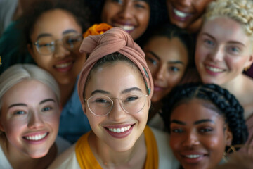 Obraz premium Diverse Group of Smiling Young Women Celebrating Friendship