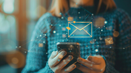 email icon pops up from a smartphone