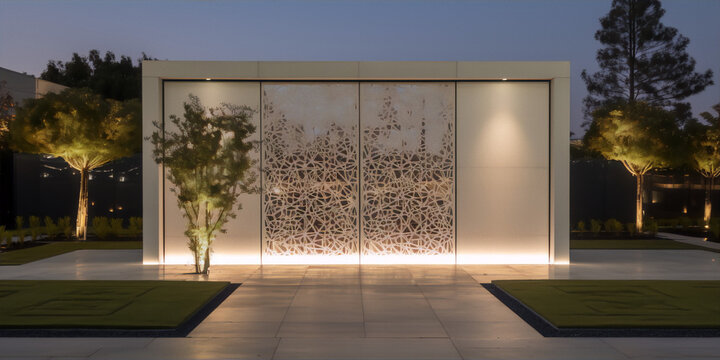 Modern Exterior Gate Design With Intricate Laser Cut Geometric Pattern