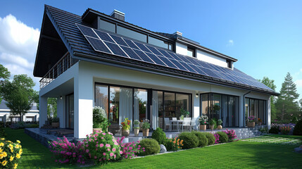 A House With a Solar Panel on the Roof