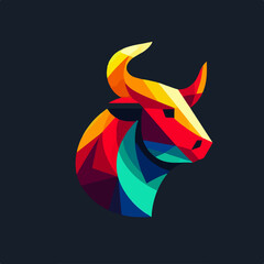  flat vector logo of bull , vector logo of bull , logo of bull