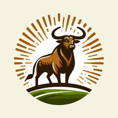  flat vector logo of bull , vector logo of bull , logo of bull