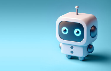 Ai assistant, chat bot on blue background, 3d style illustration - 762322627