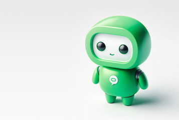 Ai assistant, green chat bot on white background, 3d style illustration - 762322630