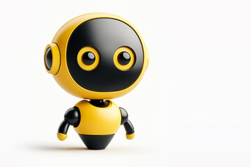 Ai assistant, yellow black chat bot on white background, 3d style illustration - 762322650