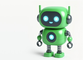 Ai assistant, green chat bot on white background, 3d style illustration - 762322662