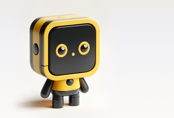 Ai assistant, yellow black chat bot on white background, 3d style illustration - 762322664