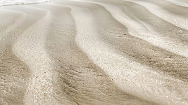 Serene Beach Sands: Textured Patterns and Sunlight Reflections