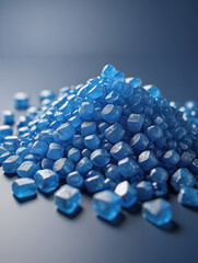 3D Rendering Of Blue Recycled Polypropylene Granules Isolated On A White Background
