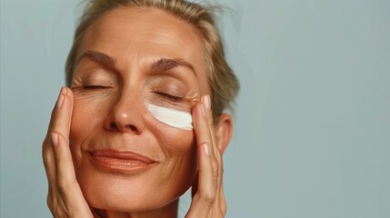 Mature woman enjoying a moment of skincare routine