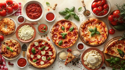 Pizza Nutrition: Photograph of a nutritionist's table with a balanced pizza meal plan, emphasizing the importance of portion control and balanced nutrition even with indulgent foods like pizza - obrazy, fototapety, plakaty