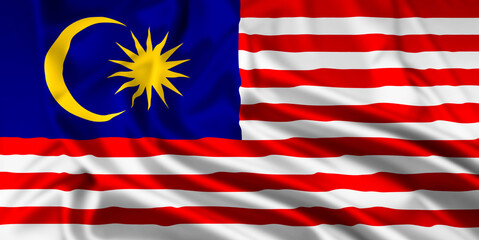 The Flag of  Malaysia Rippled