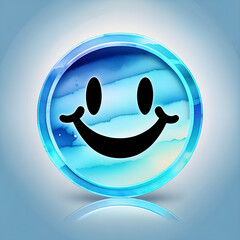 Azure Radiance: Smiling Sky Blue Neon Icons(Generative AI)