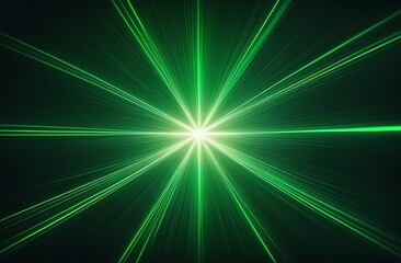 Asymmetrical explosion of green light, abstract beautiful rays of light on a dark green green background. abstract background.