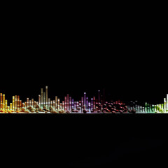 Abstract colorful 3D rendering of a city skyline made of various nuts and seeds.
