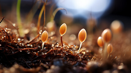 macro photo of growing seed - obrazy, fototapety, plakaty