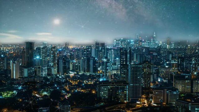 view of the city. seamless looping 4k animation video background 