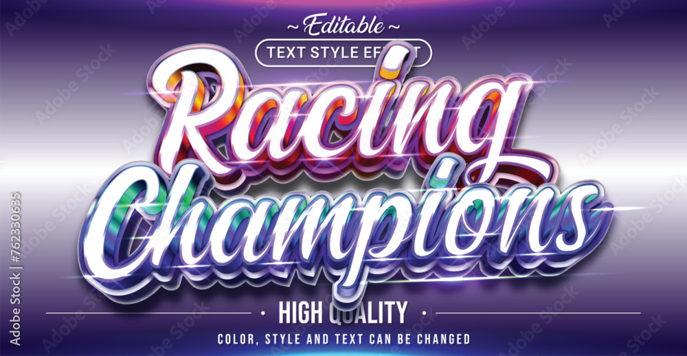 Poster editable text style effect - racing champions text style theme.