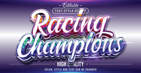 Editable text style effect - Racing Champions text style theme.