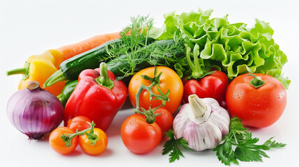 mixed fresh vegetables like bell pepper garlic cucumber salad carrot