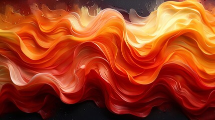 A fiery abstraction of a sunset, where the sky's melting colors are captured in thick, impassioned strokes of oil paint.