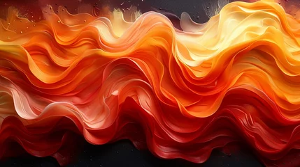 Crédence de cuisine en verre imprimé Brique A fiery abstraction of a sunset, where the sky's melting colors are captured in thick, impassioned strokes of oil paint.