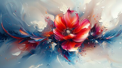 An abstract floral explosion, where the essence of spring is captured in riotous strokes of decorative oil paint. - obrazy, fototapety, plakaty
