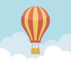 Hot Air Balloon flying high in the sky. - 762332860