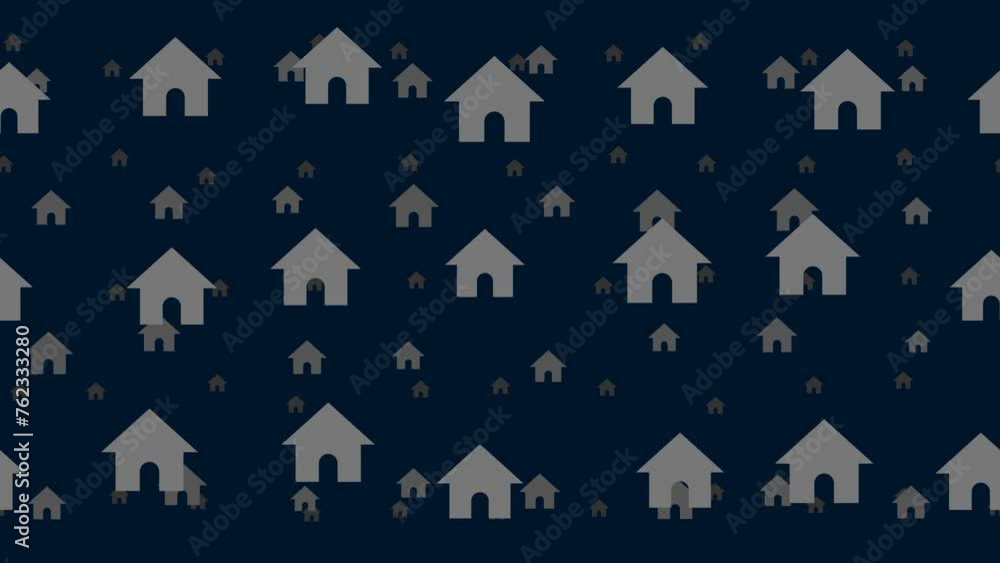 Poster kennel symbols float horizontally from left to right. parallax fly effect. floating symbols are loca