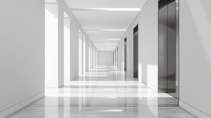 Empty White modern corridor in building interior