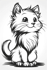 Obraz premium A black and white drawing of a cat
