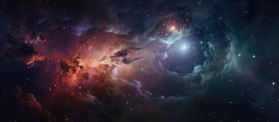 A beautiful cosmic masterpiece of colorful galaxies, filled with countless stars and distant astronomical objects, floating in the vastness of deep space like watercolor clouds in the sky - obrazy, fototapety, plakaty