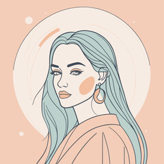 Woman line art portrait illustration vector design