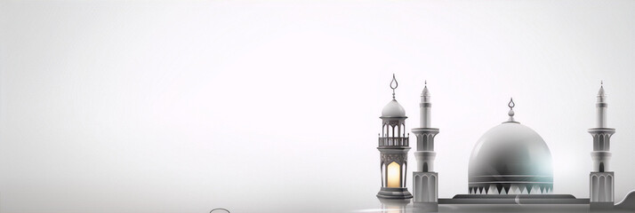 3d illustration of a mosque with a white background in a realistic style - obrazy, fototapety, plakaty