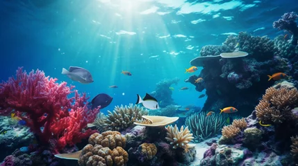 Rolgordijnen coral reef and fishes © Arti