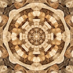 A floral pattern on a wooden surface. in the style of ancient dome and church roof art. dark brown...