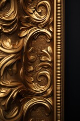 A close-up of a gold frame hanging on a wall. Suitable for interior design concepts