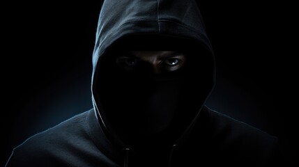 A person wearing a hoodie against a dark backdrop, suitable for various uses