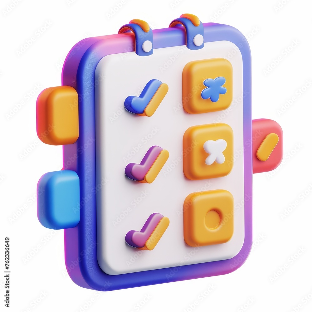 Poster assignment tasks icon. speech bubbles with marks. modern illustration in 3d.