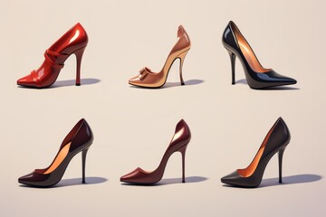 A collection of elegant high heel shoes, perfect for fashion and footwear concepts