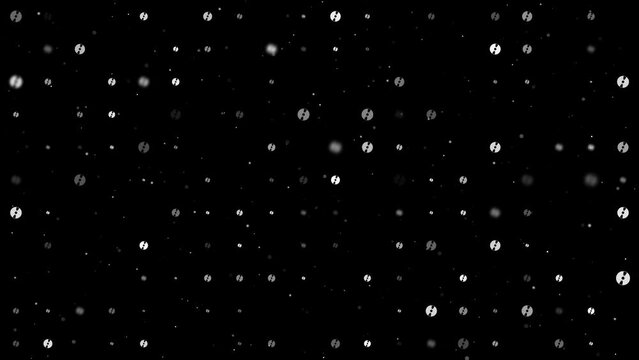 Template animation of evenly spaced cd symbols of different sizes and opacity. Animation of transparency and size. Seamless looped 4k animation on black background with stars