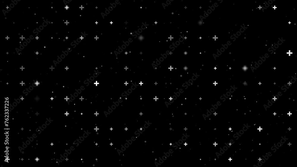 Poster template animation of evenly spaced plus symbols of different sizes and opacity. animation of transp
