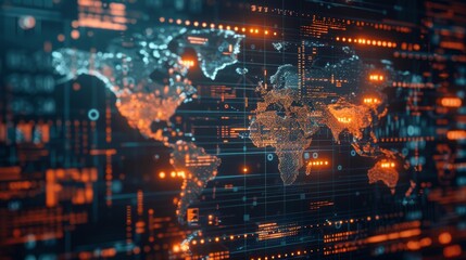 Generate an image that visualizes the symbiotic relationship between data and trade