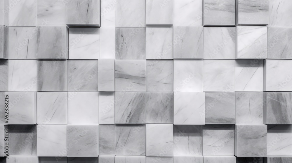 Poster black and white photo of a wall made of cubes. suitable for architectural and abstract design projec