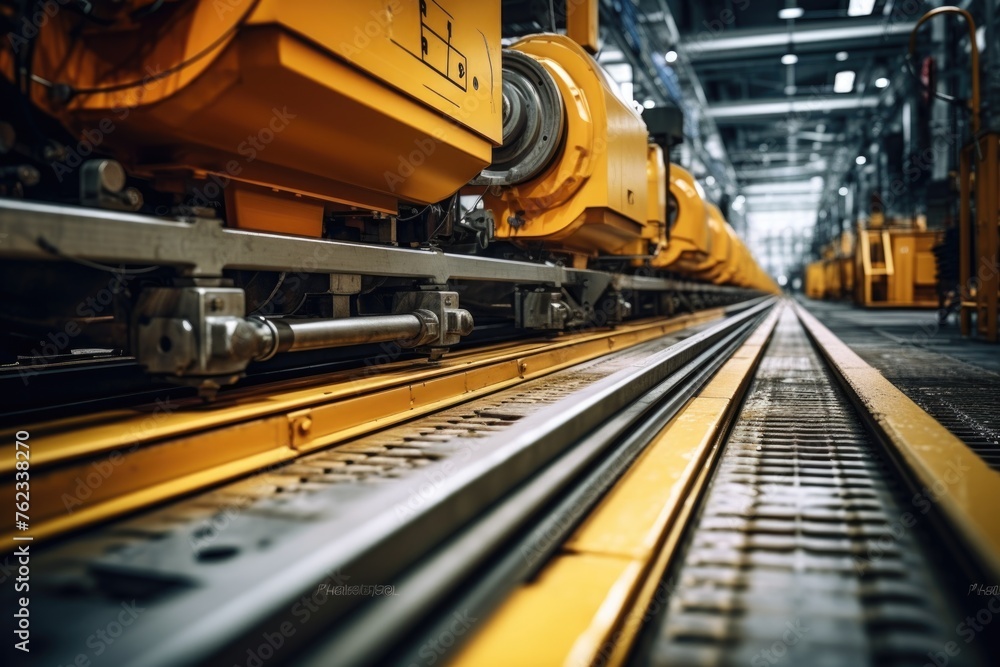 Poster a close up view of a train on a track. suitable for transportation or travel concepts